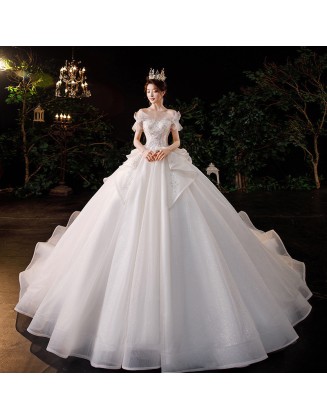 French Palace Princess Trailing Wedding Dress