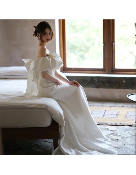 French simple one-line fishtail wedding dress