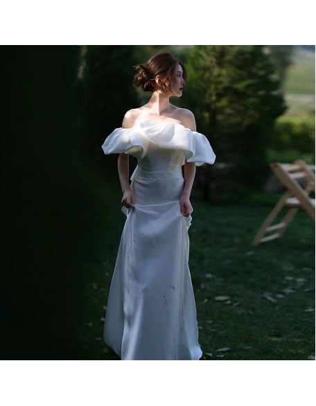 French simple one-line fishtail wedding dress