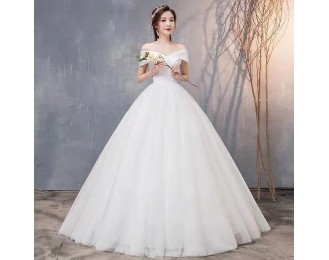 One shoulder lace wedding dress