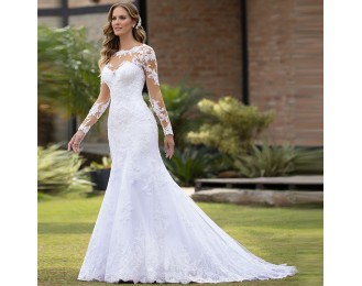 European style long sleeve mermaid wedding dress